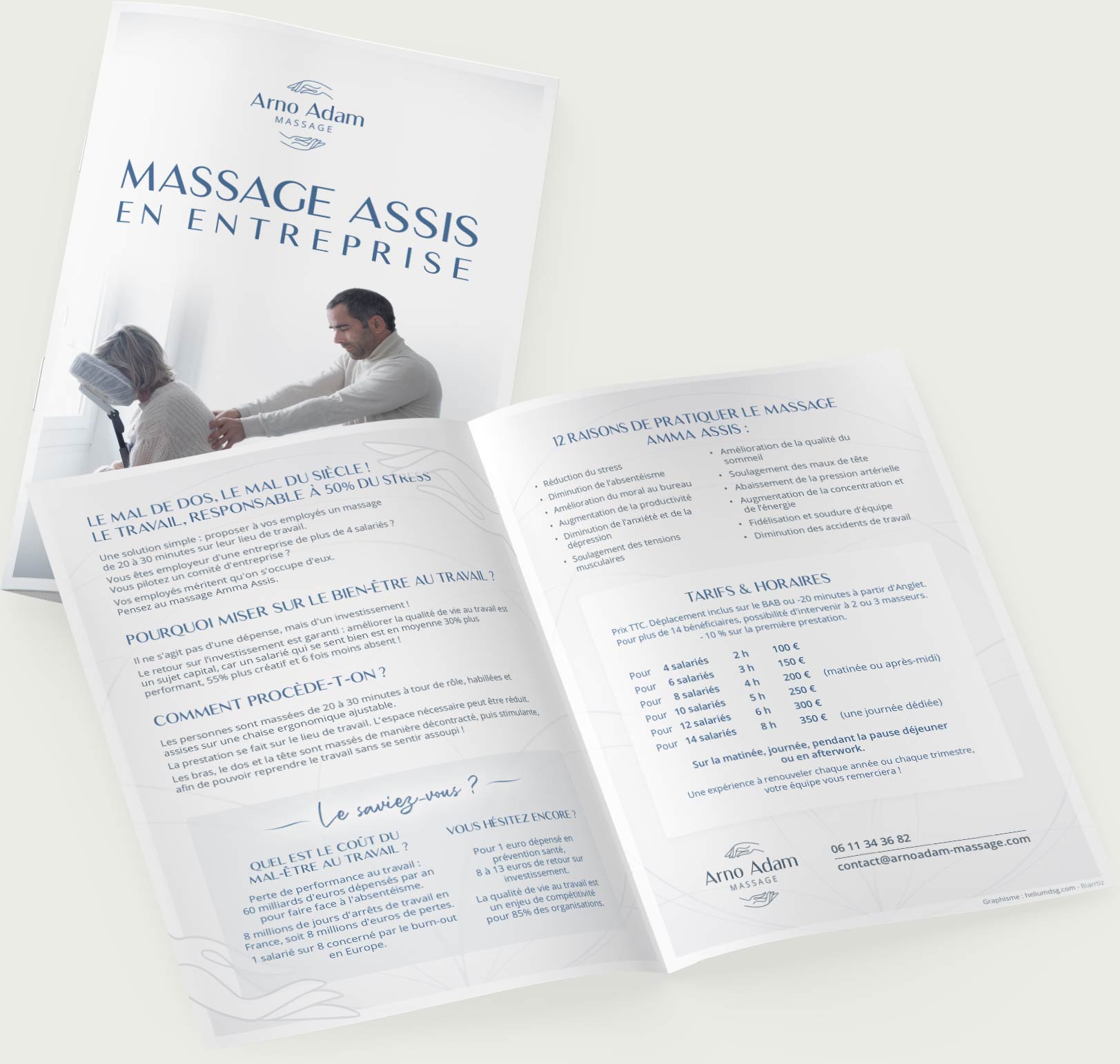 Brochure design for Aranaud Adam, masseur