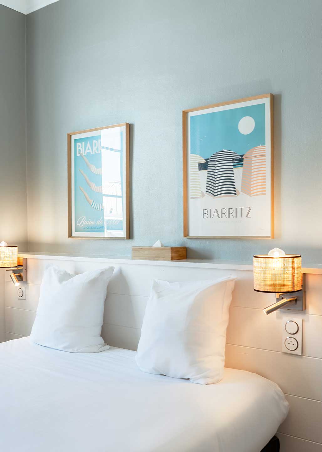 Chambre moderne hôtel Biarritz, photographie immobilière
